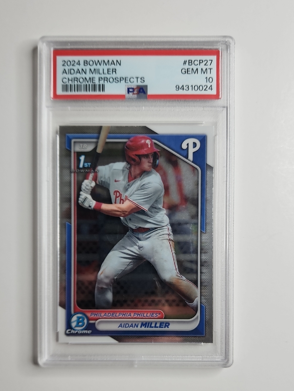 Aidan Miller ~ 2024 Bowman ~ Chrome ~ Prospect ~ 1st Bowman ~ PSA 10